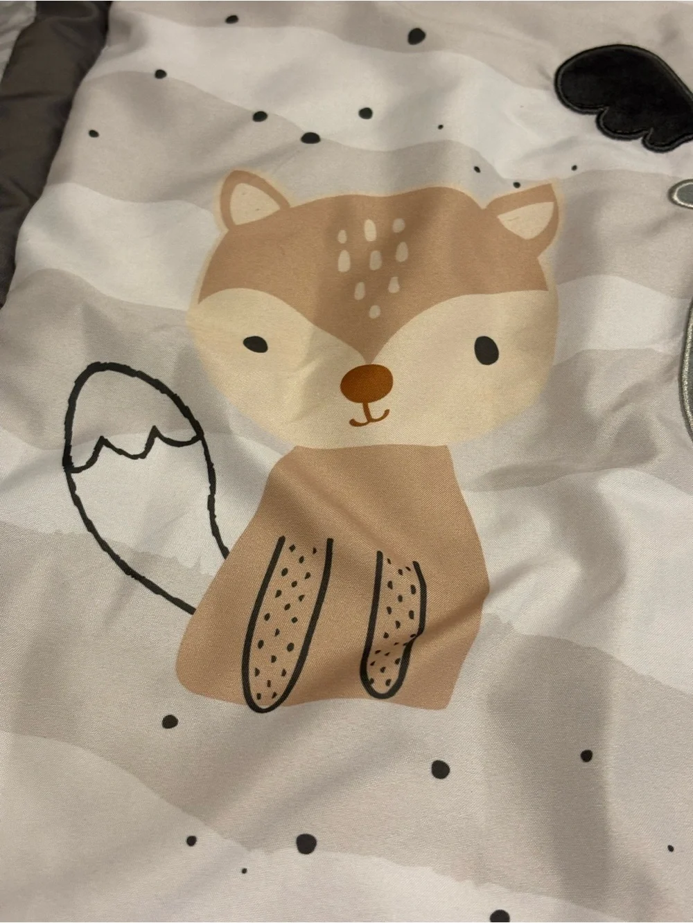 Peanut Shell Woodland Walk Animal Baby Crib Quilt Appliqué Fox Moose Owl Raccoon